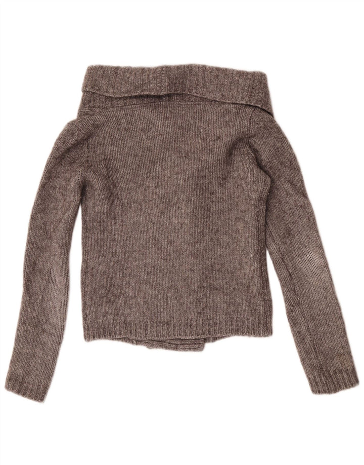 Massimo Dutti Γυναικείο πουλόβερ Crop Cardigan UK 12 Μεσαίο γκρι μαλλί