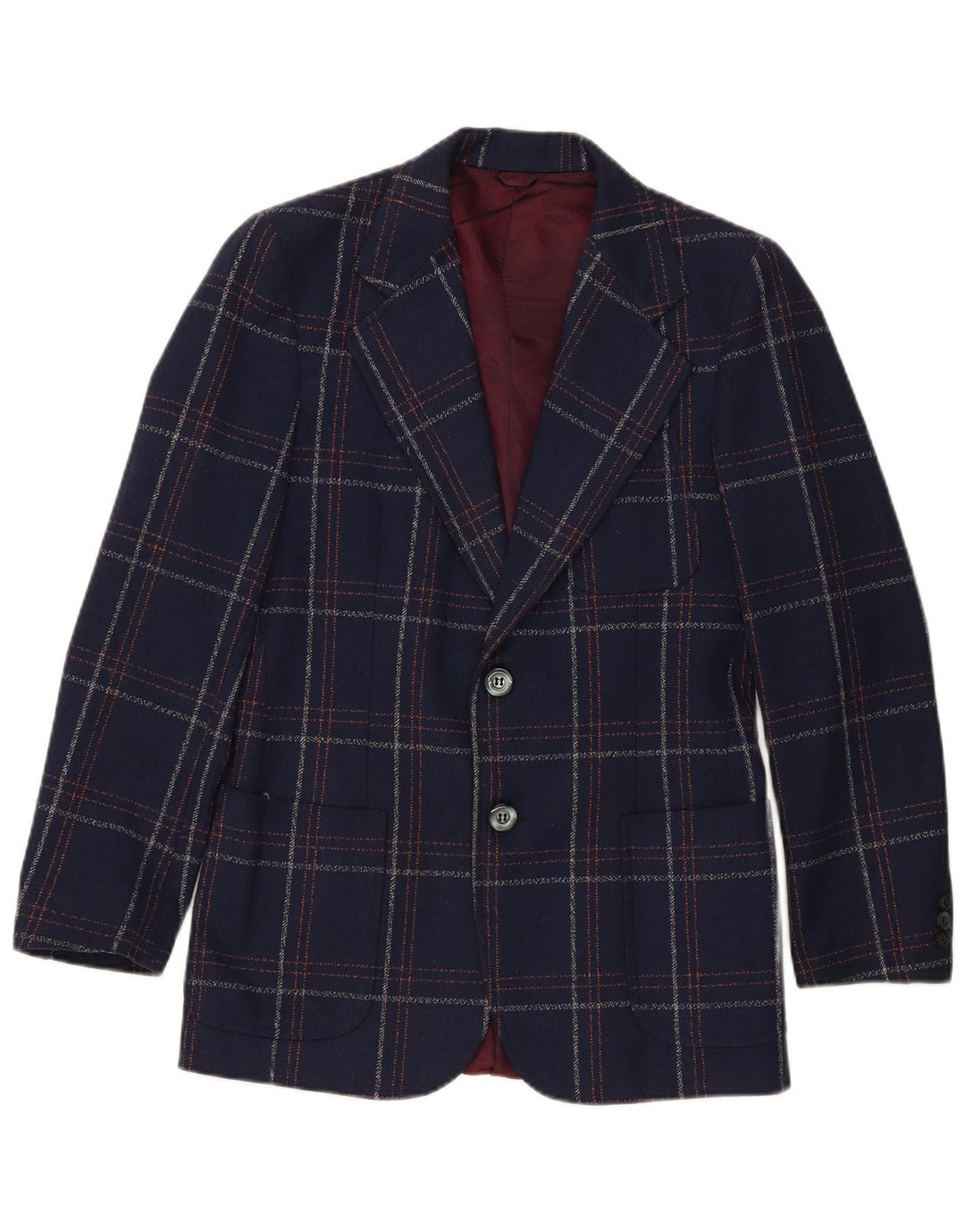 Vintage ανδρικό σακάκι blazer 2 κουμπιών UK 36 Small Navy Blue καρό Classic