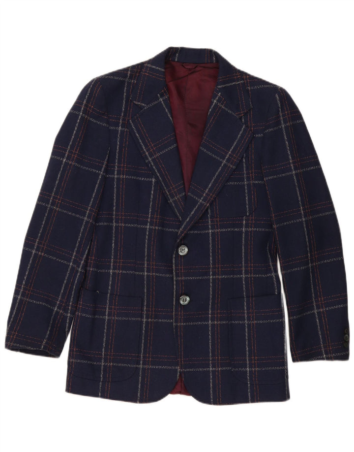 Vintage ανδρικό σακάκι blazer 2 κουμπιών UK 36 Small Navy Blue καρό Classic
