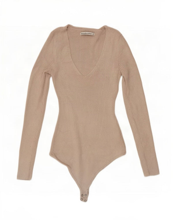 Γυναικείο μακρυμάνικο κορμάκι Abercrombie & Fitch UK 8 Small Beige Viscose