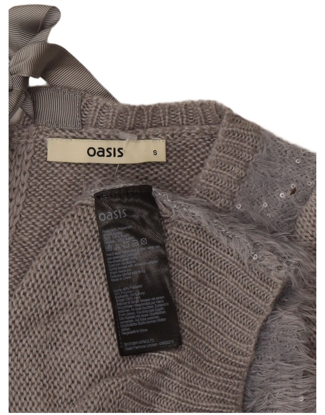 Γυναικείο πουλόβερ Oasis Boat Neck Jumper UK 10 Small Grey Polyamide