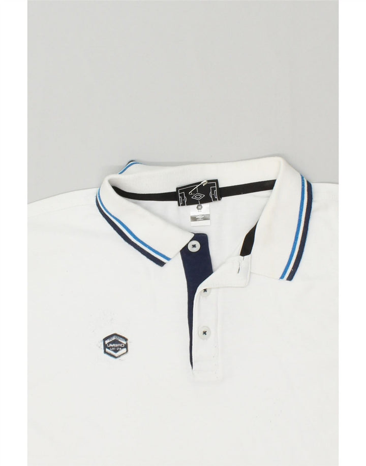 UMBRO Mens Graphic Polo Shirt Medium White Cotton Vintage Umbro and Second-Hand Umbro from Messina Hembry 