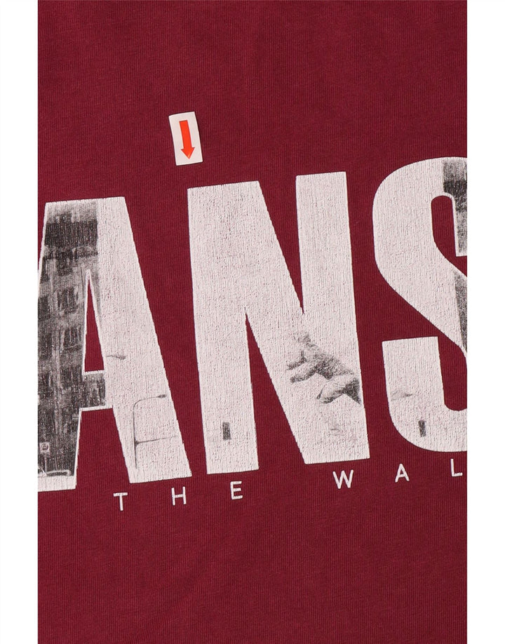 VANS Mens Classic Fit Graphic T-Shirt Top Medium Maroon Cotton