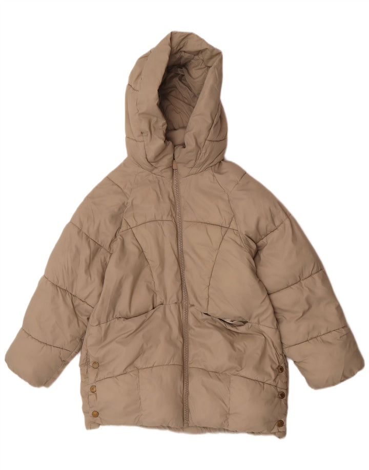 Zara Girls Hooded Jacket 11-12 Years Beige Polyester