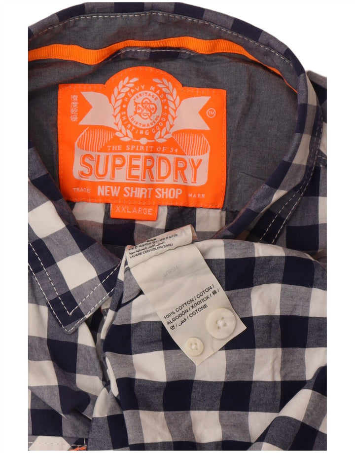 Ανδρικό πουκάμισο Superdry 2XL Navy Blue Gingham Cotton