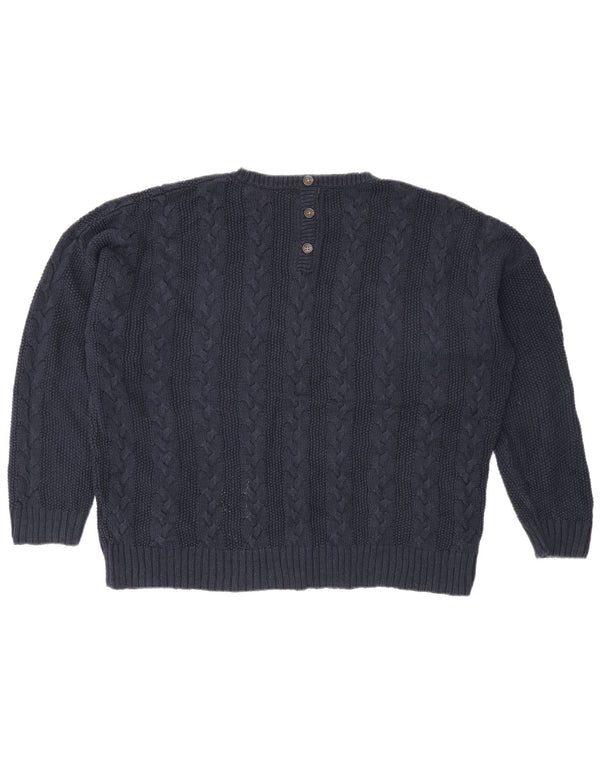 Marks & Spencer Γυναικείο πουλόβερ με λαιμόκοψη UK 22 3XL Navy Blue