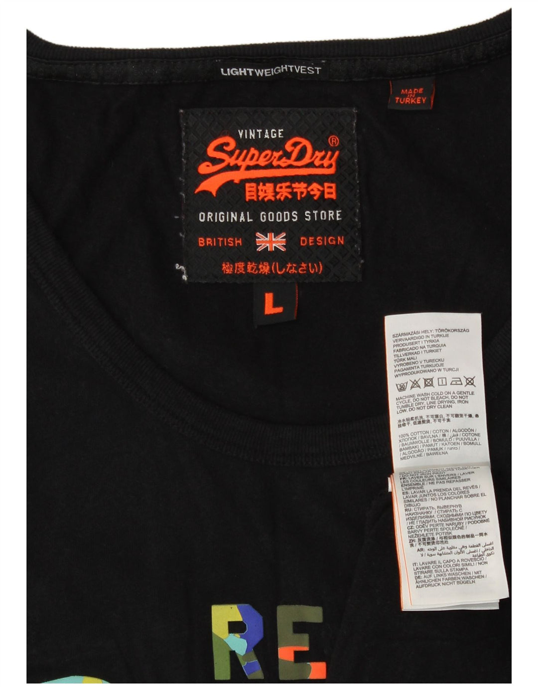 Ανδρικό γραφικό γιλέκο Superdry Top Large Μαύρο Βαμβακερό