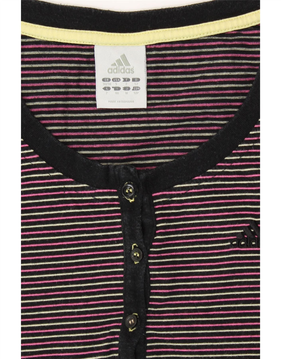 ADIDAS Γυναικείο T-Shirt Top UK 8/10 Μικρό πολύχρωμο βαμβακερό ριγέ