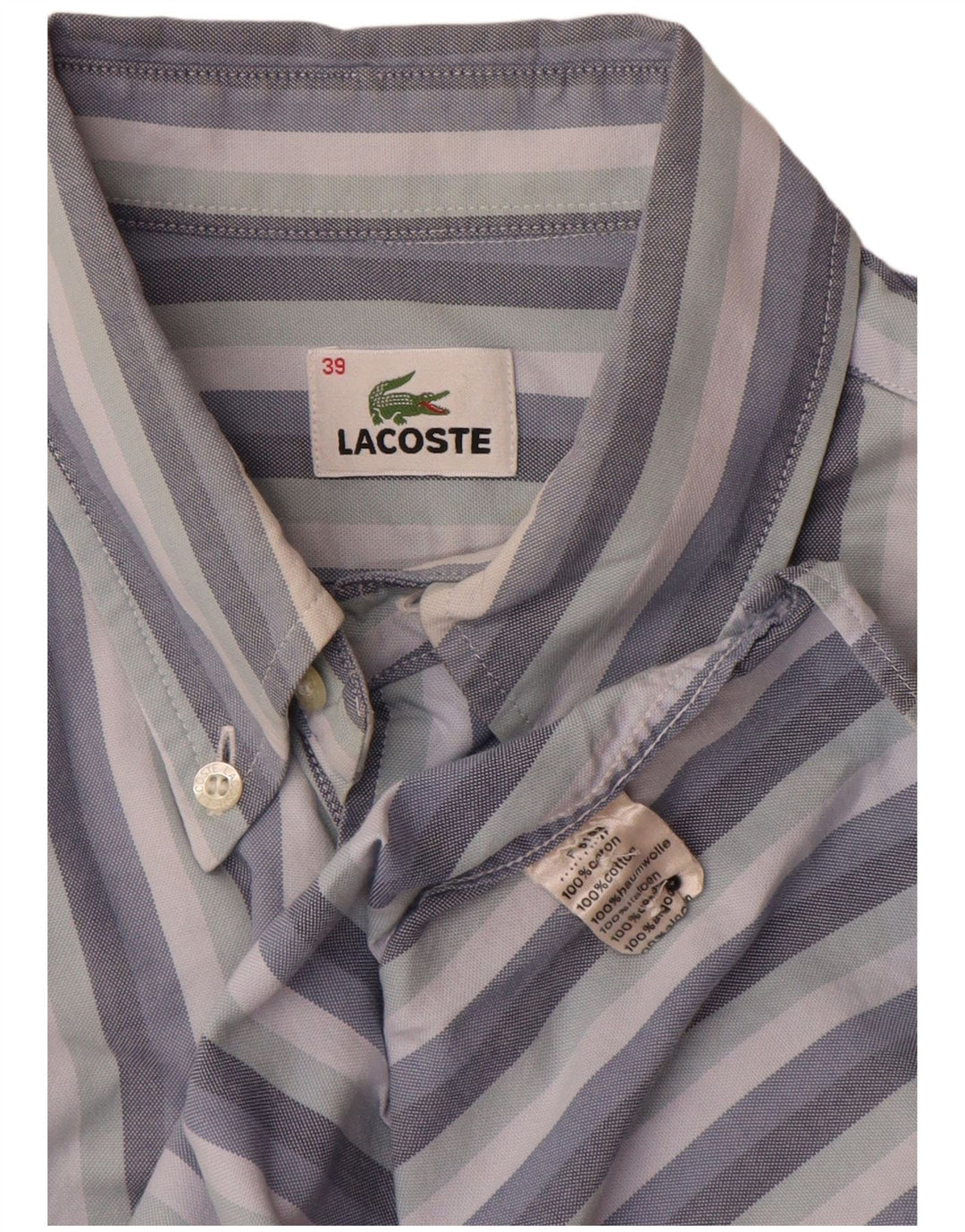 Ανδρικό πουκάμισο Lacoste νούμερο 39 Βαμβακερό μεσαίο μπλε ριγέ