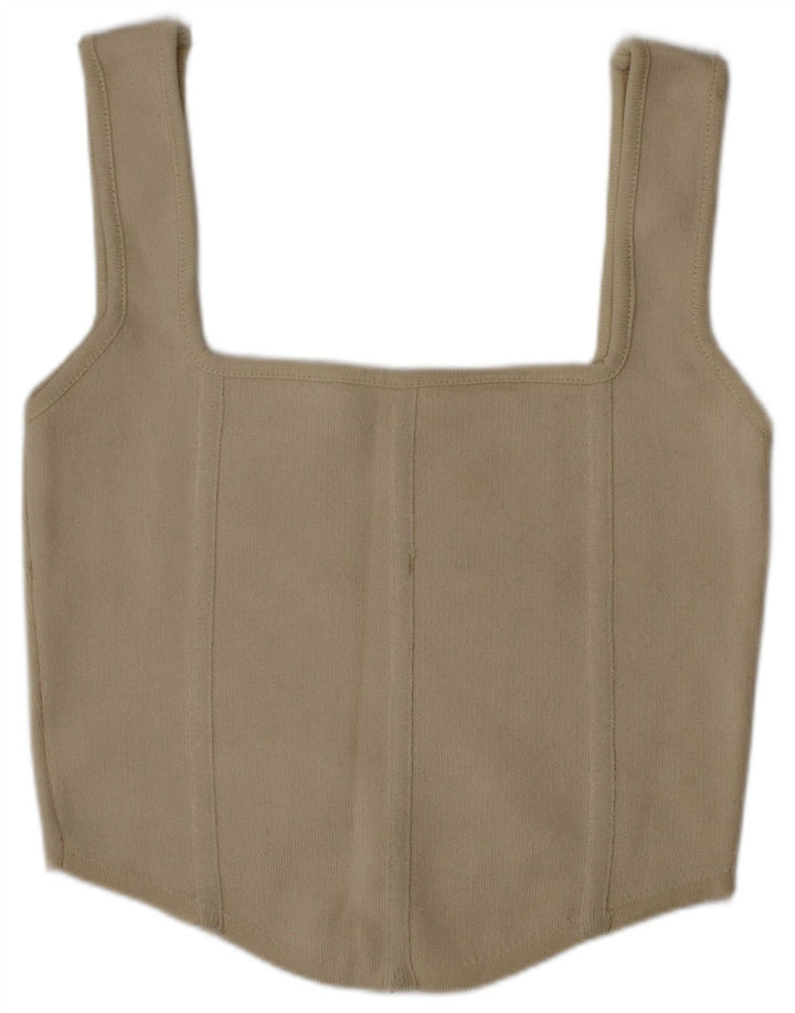 Zara Γυναικείο Crop Top Medium Beige Πολυαμίδιο