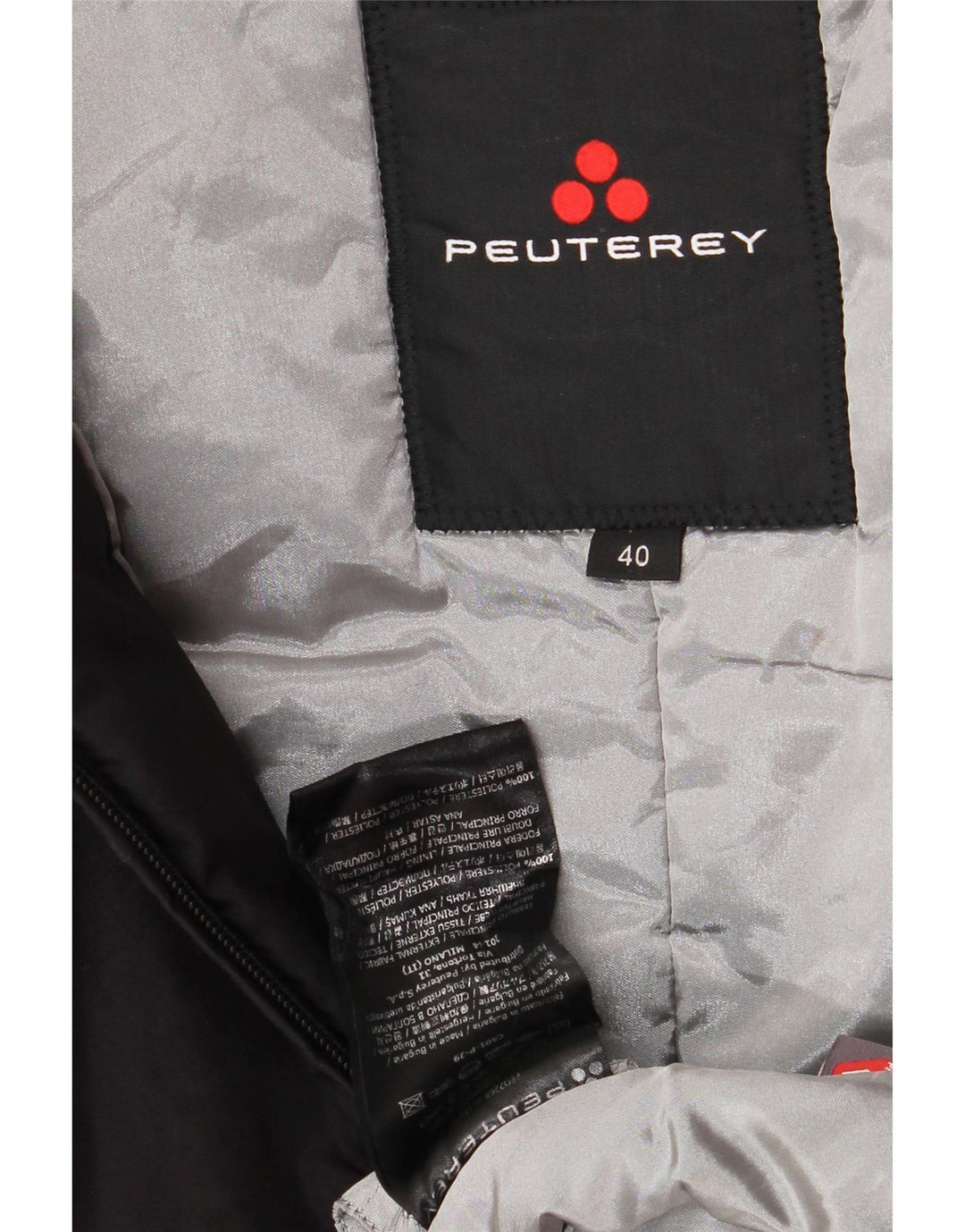 PEUTEREY Γυναικείο μπουφάν με κουκούλα IT 40 Μικρό μαύρο πολυεστέρα