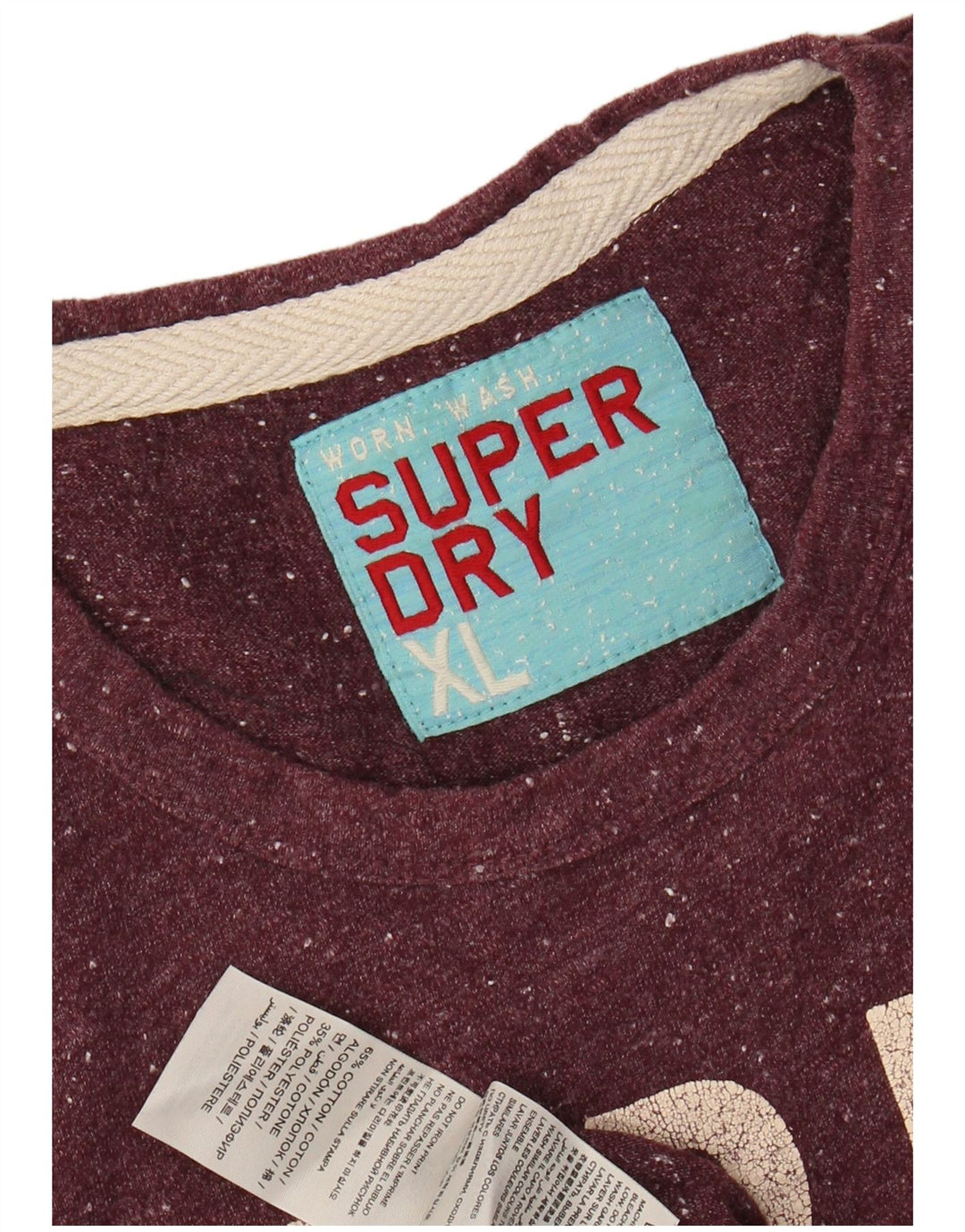 Ανδρικό γραφικό μπλουζάκι SUPERDRY Top XL Βουργουνδία από βαμβάκι