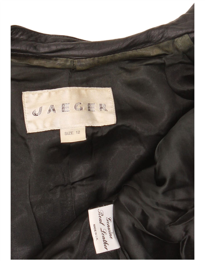 Γυναικείο δερμάτινο μπουφάν JAEGER UK 12 Medium Black Leather