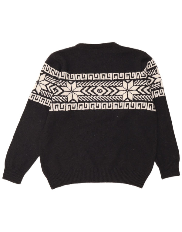 Vintage ανδρικό πουλόβερ με λαιμόκοψη XL Navy Blue Fair Isle Πολυακρυλικό