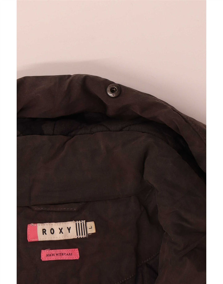 Roxy γυναικείο μπουφάν με κουκούλα UK 16 Large Brown Colourblock Βαμβακερό