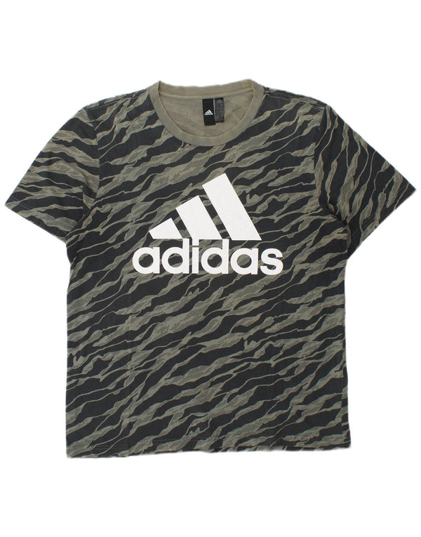 Ανδρικό γραφικό T-Shirt Adidas Top Large Grey Animal Print Βαμβακερό