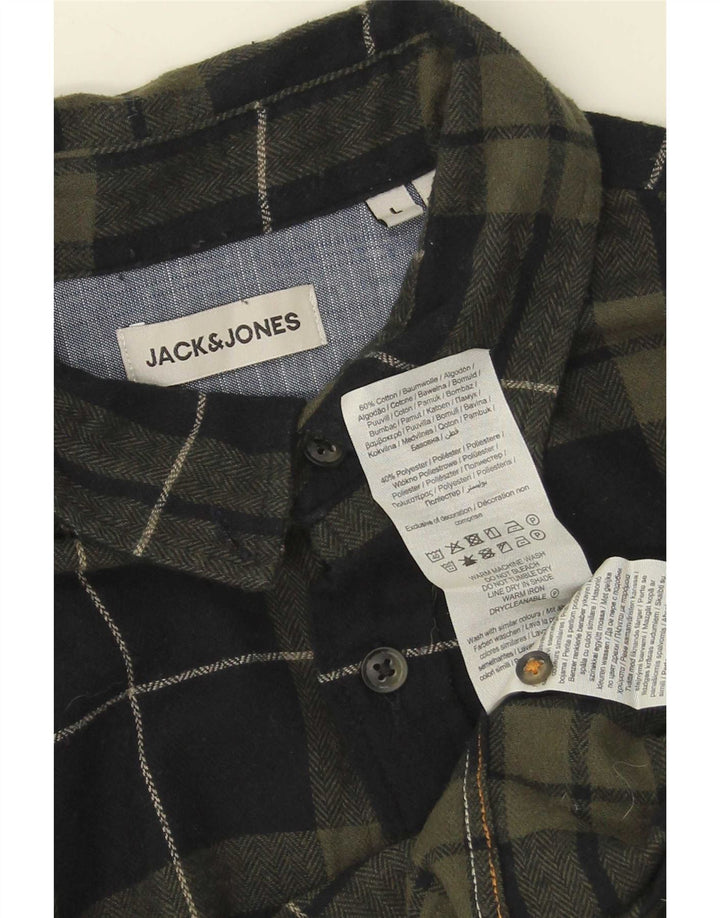 Jack & Jones Ανδρικό φανελένιο πουκάμισο μεγάλο πράσινο βαμβακερό