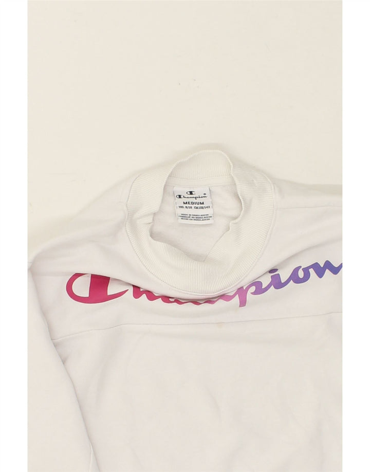 CHAMPION Boys Graphic Sweatshirt Jumper 9-10 Years Medium  White Cotton Vintage Champion and Second-Hand Champion from Messina Hembry 