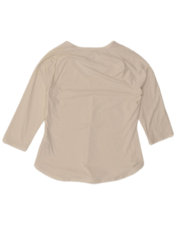 Nike γυναικείο μπλουζάκι Dri Fit 3/4 μανίκι UK 12 μεσαίο λευκό πολυεστέρας
