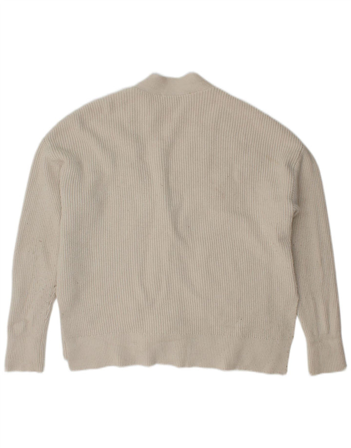 Zara Γυναικείο πουλόβερ ζακέτα oversized UK 10 Small White Viscose