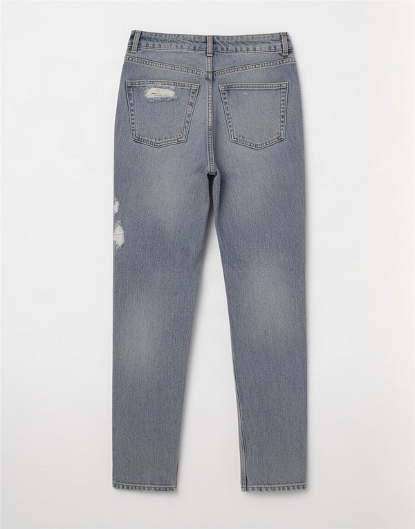Topshop Womens Mom Distressed Tapered Jeans W26 L28 Blue Cotton