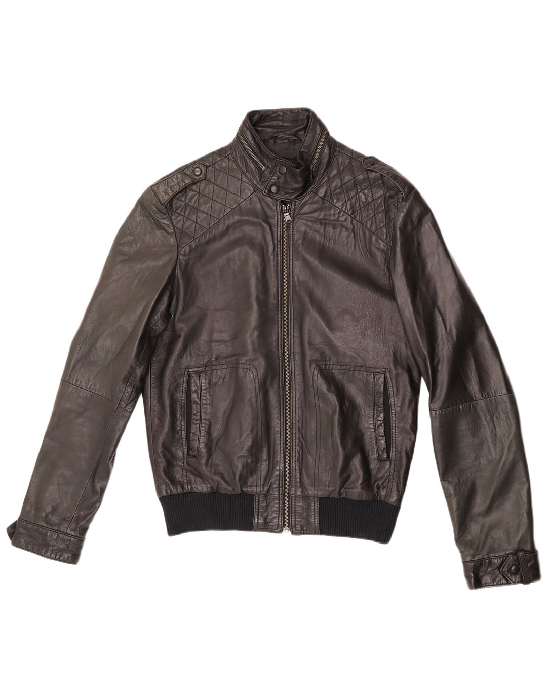 ZARA Ανδρικό Δερμάτινο Μπουφάν UK 38 Medium Black Leather