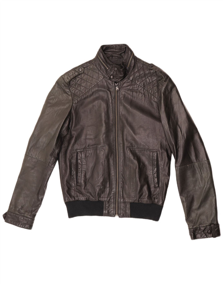 ZARA Ανδρικό Δερμάτινο Μπουφάν UK 38 Medium Black Leather