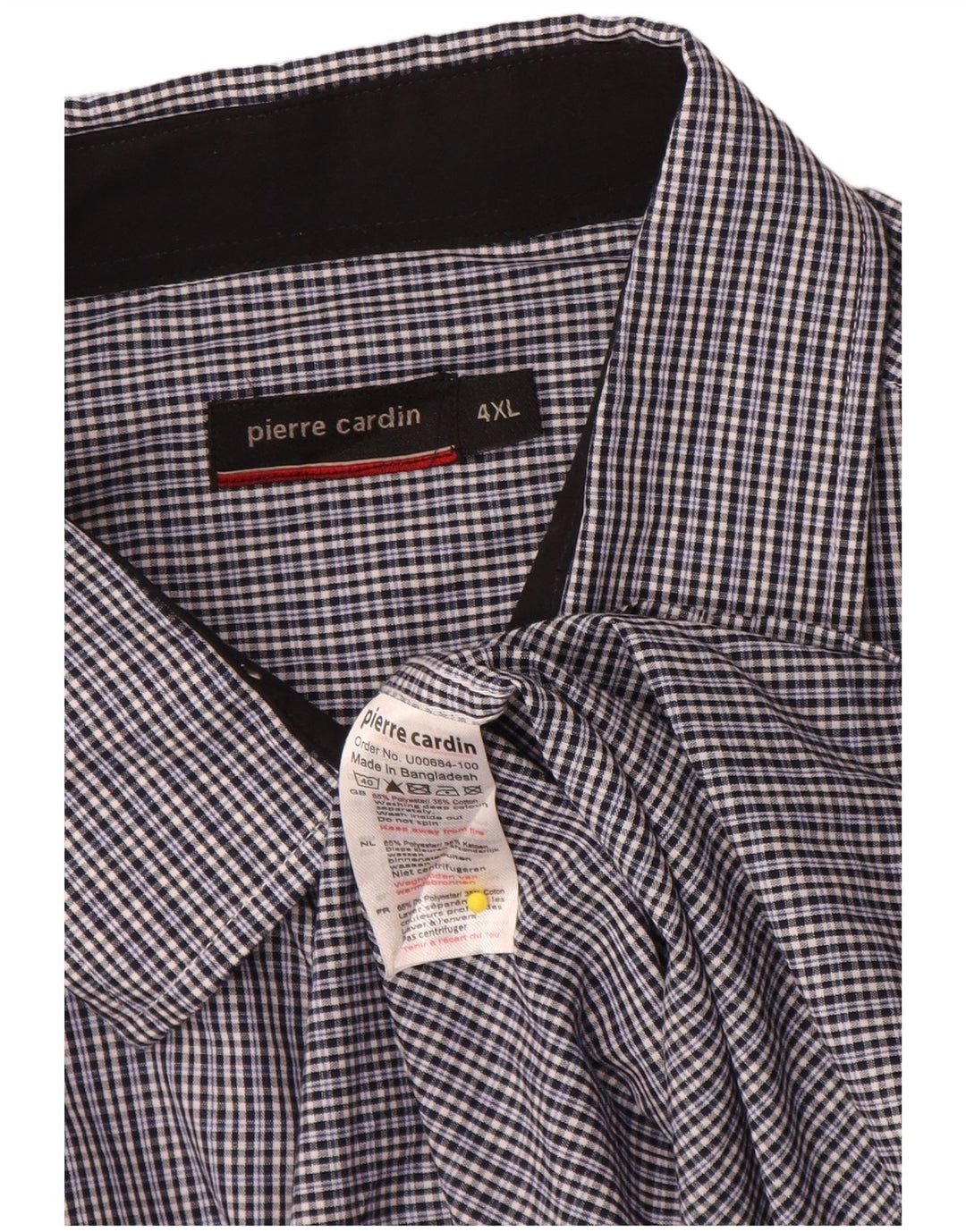 PIERRE CARDIN Ανδρικό πουκάμισο 4XL Navy Blue Gingham Polyester