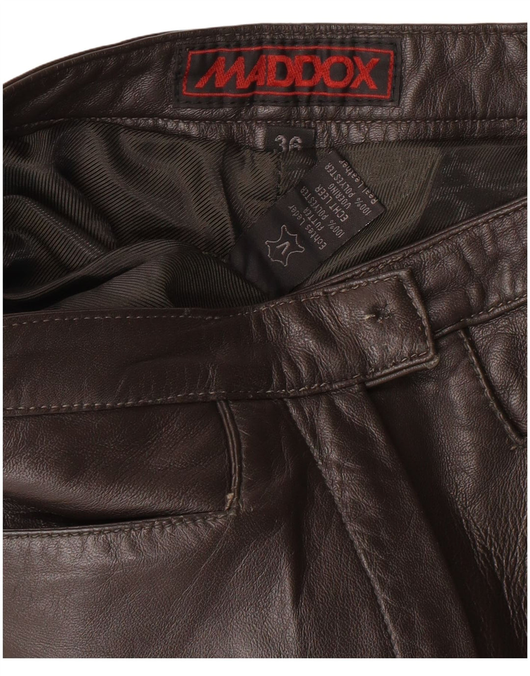 MADDOX Γυναικείο Δερμάτινο Παντελόνι EU 36 Small W26 L32 Καφέ Δερμάτινο