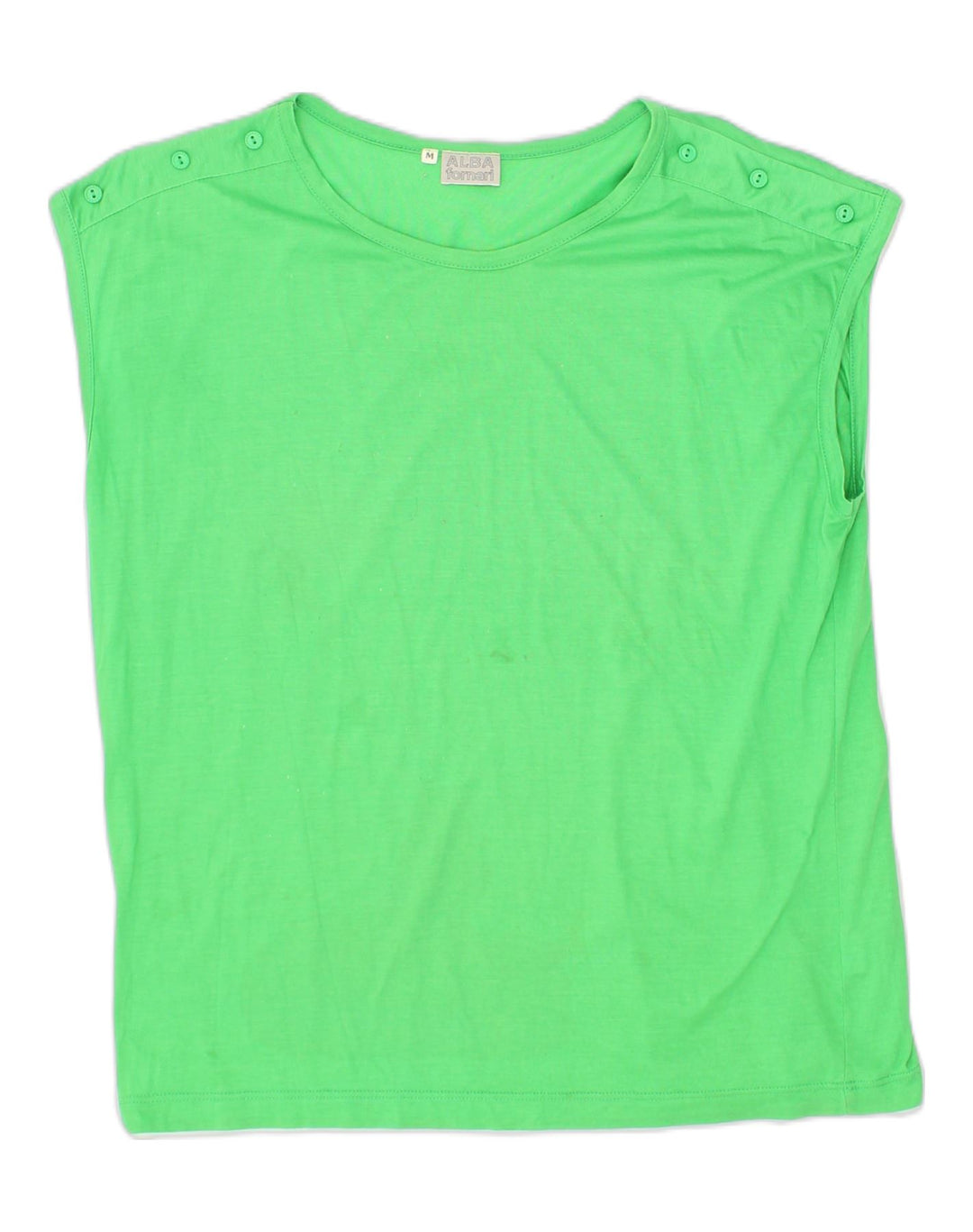 ALBA FORNARI Womens T-Shirt Top UK 14 Medium Green Cotton | Vintage Alba Fornari | Thrift | Second-Hand Alba Fornari | Used Clothing | Messina Hembry 