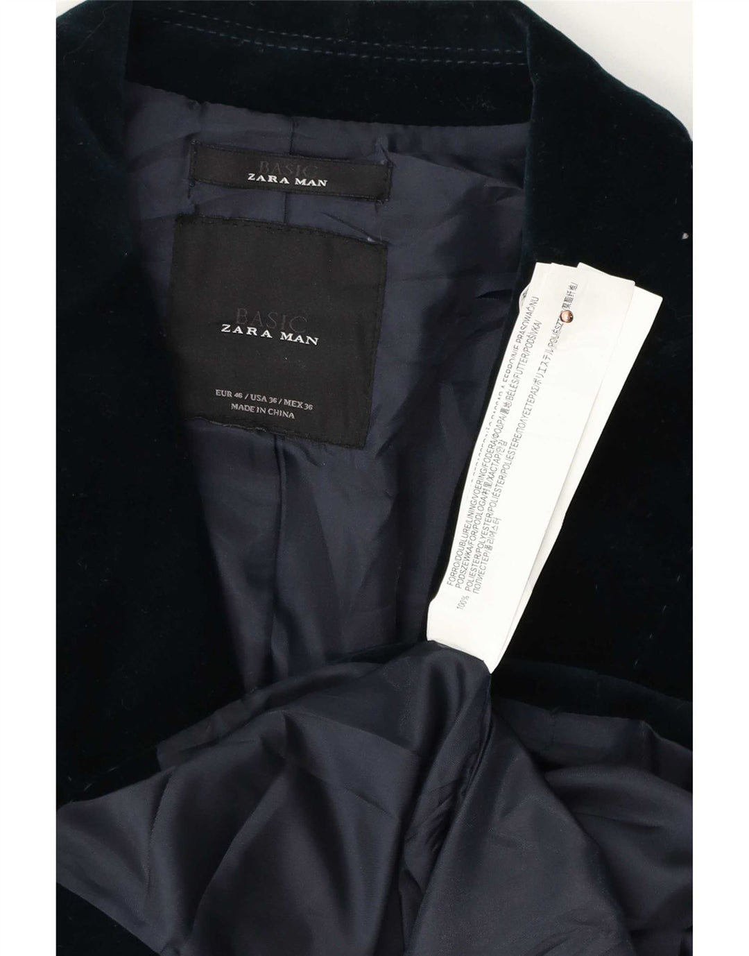 Zara Ανδρικό βελούδινο τζάκετ μπλέιζερ EU 46 Small Navy Blue Polyester