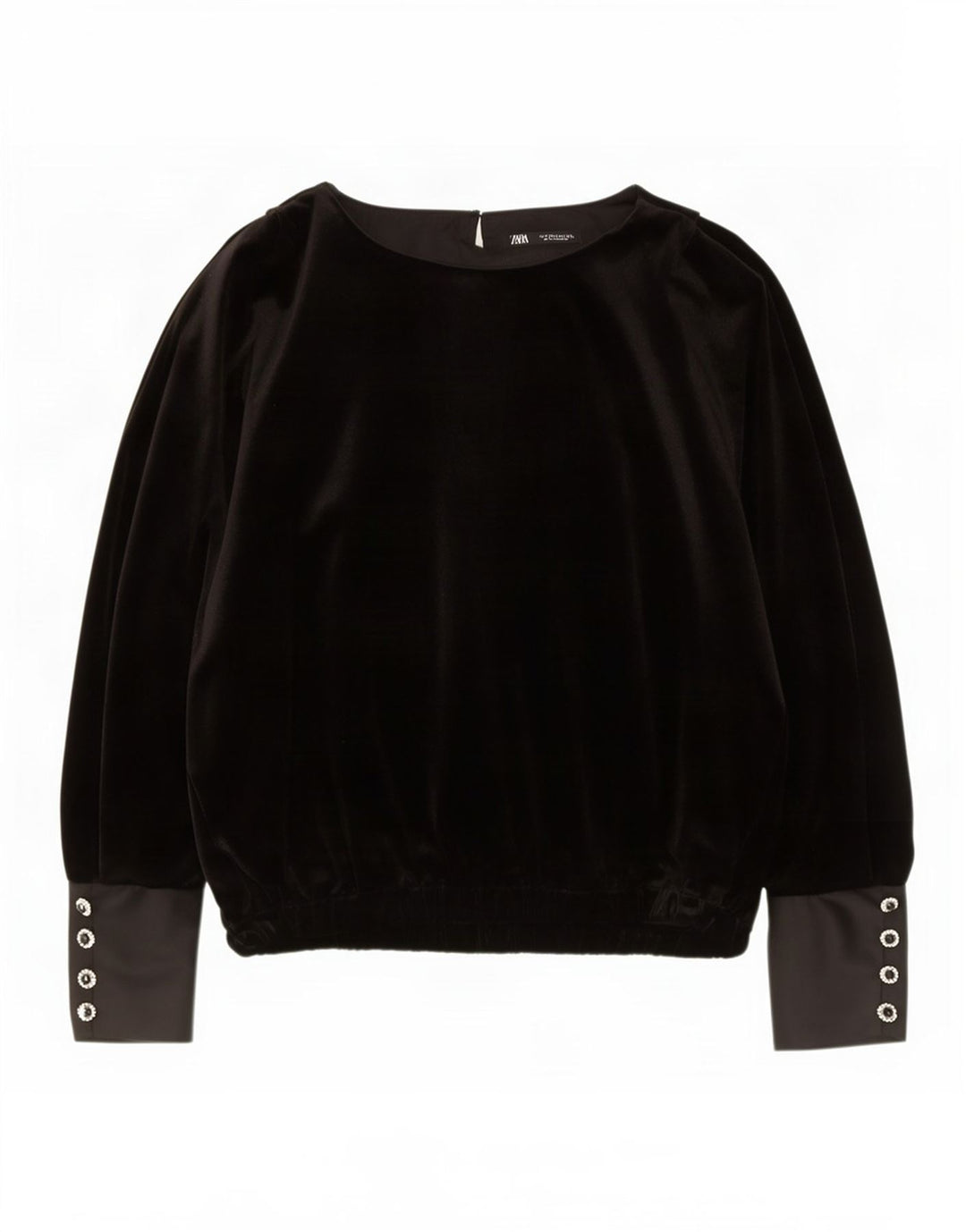Γυναικεία Zara Oversized μακρυμάνικη βελούδινη μπλούζα τοπ UK 14 Medium Black