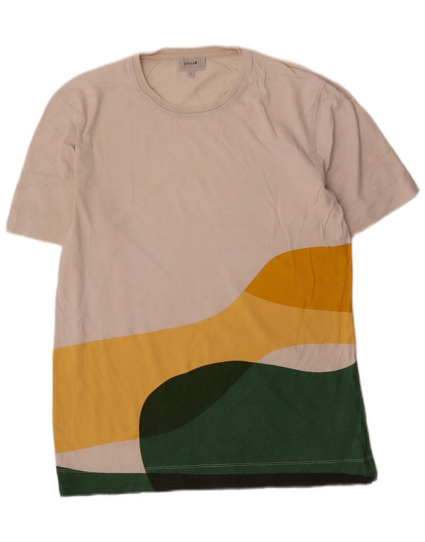 Ανδρικό T-Shirt Jigsaw Top Small White Colourblock Βαμβακερό