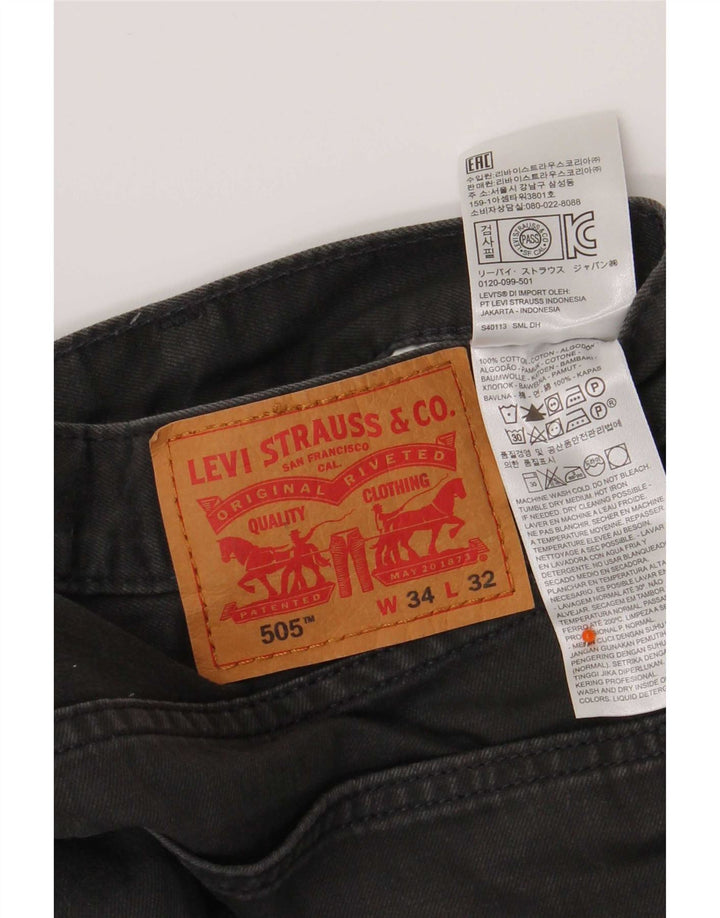 Levi's Mens 505 Straight Jeans W34 L32 Γκρι βαμβακερό