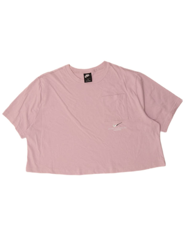 Γυναικείο μπλουζάκι Nike Swoosh Crop Oversized Top 22 3XL Ροζ βαμβακερό