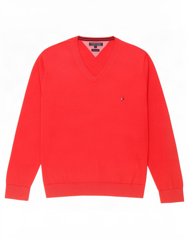 Tommy Hilfiger Γυναικείο πουλόβερ με V λαιμόκοψη UK 20 2XL Κόκκινο