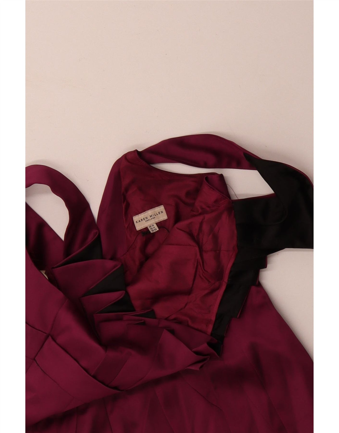 KAREN MILLEN Γυναικείο Αμάνικο Bodycon Φόρεμα UK 16 Μεγάλο Βουργουνδί Ακετάτ