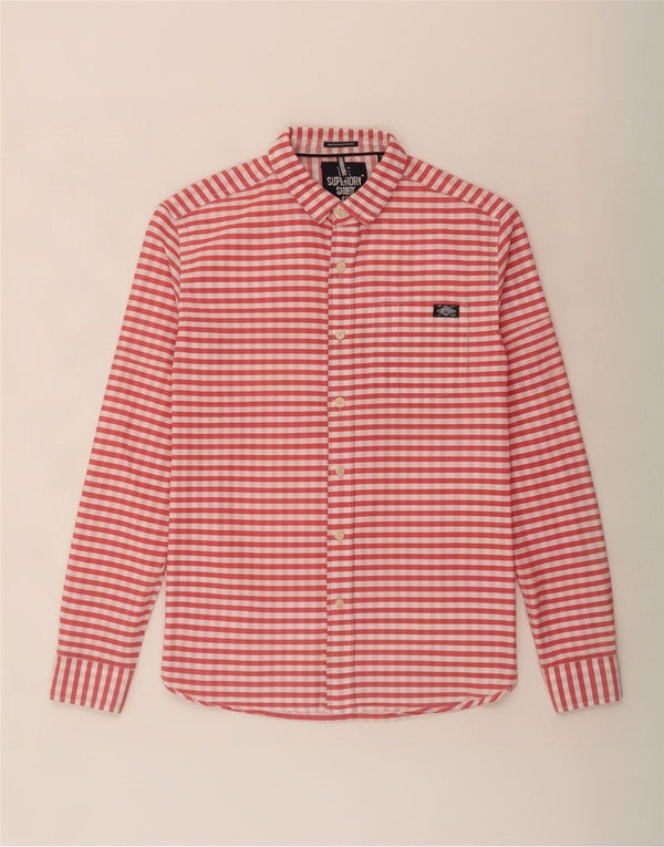 Superdry Mens Flannel Shirt Medium Red Gingham Cotton