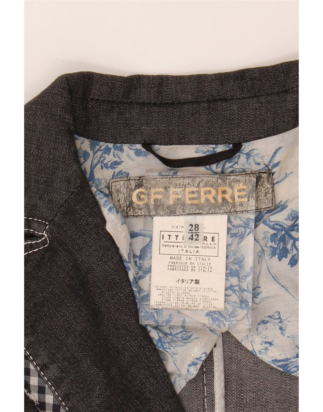 GF FERRE Womens 1 Button Blazer Jacket IT 42 Medium Grey Cotton Vintage GF Ferre and Second-Hand GF Ferre from Messina Hembry 