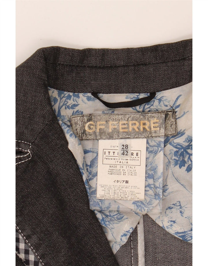 GF FERRE Womens 1 Button Blazer Jacket IT 42 Medium Grey Cotton Vintage GF Ferre and Second-Hand GF Ferre from Messina Hembry 