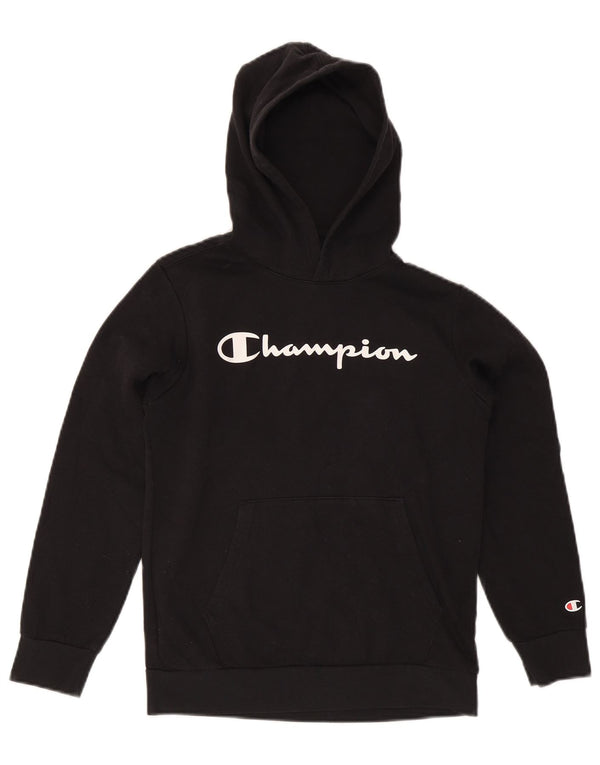Champion Boys Graphic Hoodie Jumper 11-12 Years Large Black