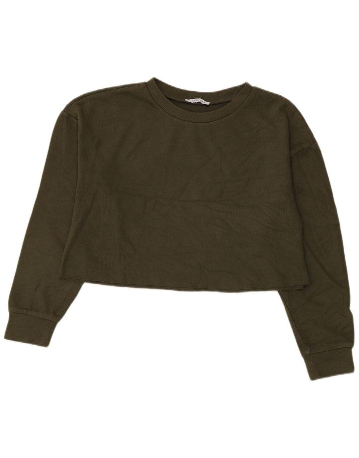 Zara Γυναικεία φούτερ Crop Oversized Jumper UK 10 Small Khaki