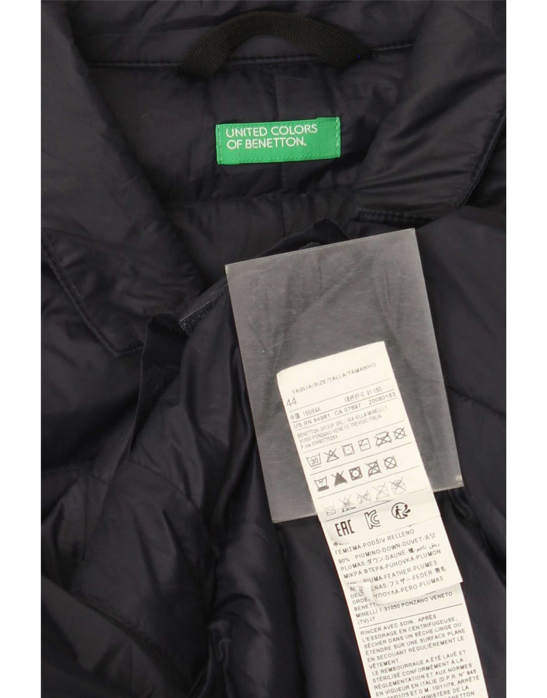 Ανδρικό μπουφάν Benetton με επένδυση IT 44 XS Navy Blue Polyamide