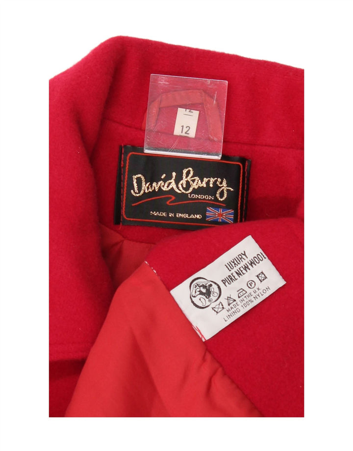 DAVID BARRY Womens Overcoat UK 12 Medium Red Virgin Wool Vintage David Barry and Second-Hand David Barry from Messina Hembry 