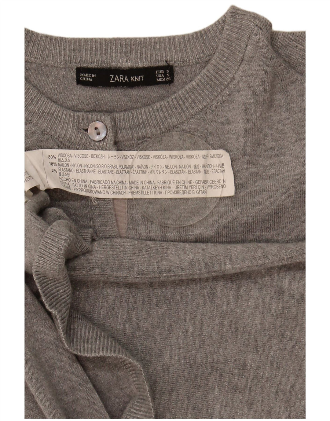 Zara Γυναικεία Ζακέτα UK 10 Small Grey Viscose