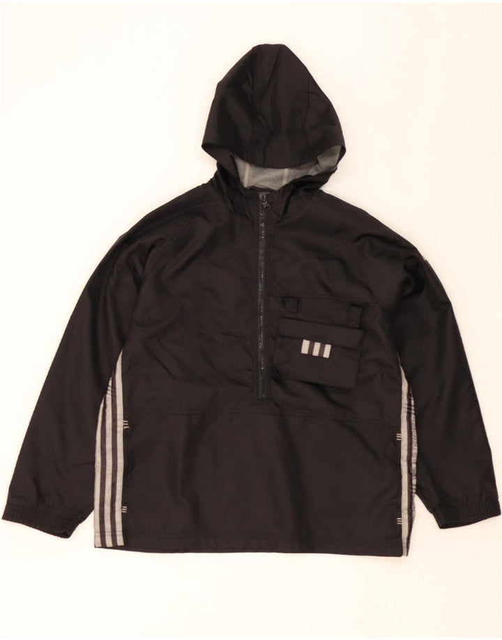 ADIDAS Womens Hooded Pullover Tracksuit Top Jacket UK 14 Medium Black Vintage Adidas and Second-Hand Adidas from Messina Hembry 