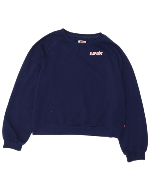Levi's Girls Crop Sweatshirt Jumper 15-16 Years Navy Blue Cotton