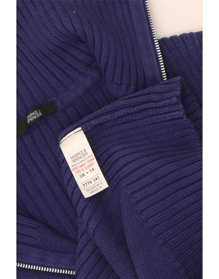 Marks & Spencer Γυναικεία ζακέτα πουλόβερ UK 14 μεσαίο μπλε βαμβακερό