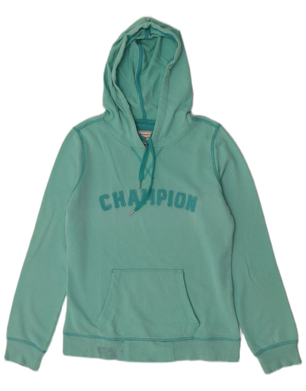 Champion Womens Graphic Herritage Fit Hoodie Jumper UK 12 Medium Green