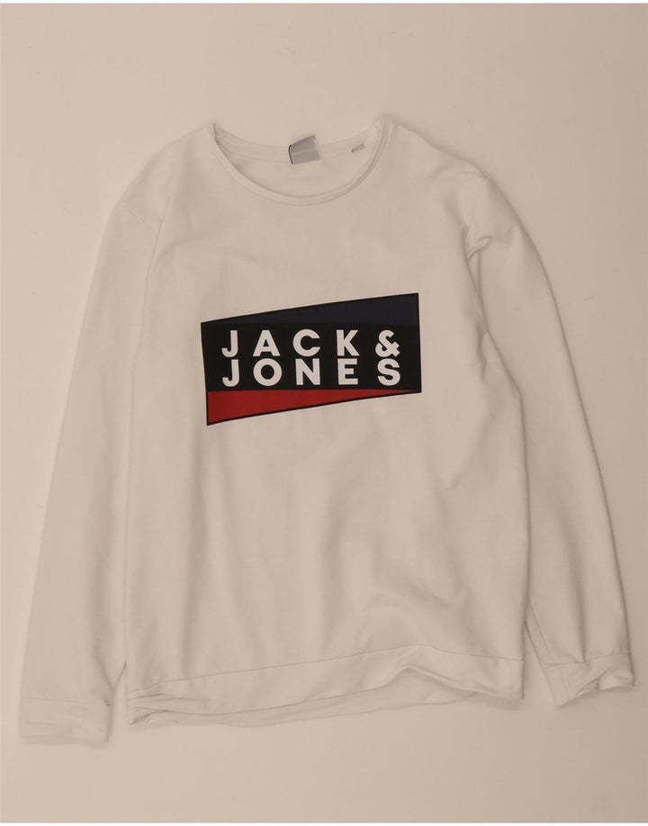 Jack & Jones Ανδρικό γραφικό φούτερ Jumper μεγάλο λευκό βαμβακερό